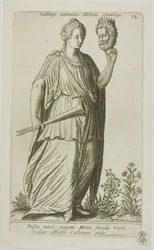 Calliope, Muse of Epic Poetry, tallrik 12 från Parnassus Biceps