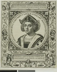 Christopher Columbus, framsida från volym 5 av Theodor de Brys Amerika