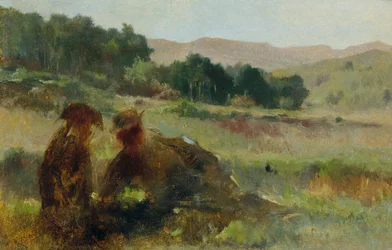 Landskap med en jägare och en hund