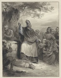 Willibrord förkunnar tron ​​på Walcheren, 695