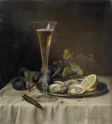 Stilleben med champagne och ostron, 1857.