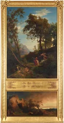 Isaks offer (ovan). Abrahams klagan över Sara (nedan). Ur serien "Tolv bibliska landskap med Abrahams historia"