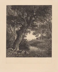 Jägare lämnar en skog