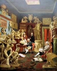Charles Townley i sitt skulpturgalleri, Park Street, London, 1782, målning av Johann Zoffany (1733-1810)