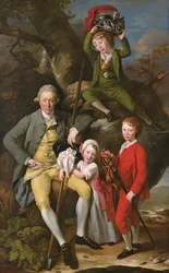 Henry Knight of Tythegston med sina tre barn, ca 1770 (olja på duk)