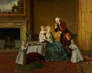 John, fjortonde lord Willoughby de Broke och hans familj, c.1766