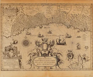 Republiken Genua, karta av Jan Baptist Vrients från Theatrum Orbis Terrarum av Abraham Ortelius