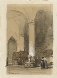 Interiör av Grote eller Andreaskerk i Hattem