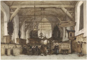 Interiör av Oude Kerk i Maasland