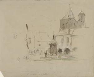 Studie av torget vid S. Maria im Kapitol i Köln