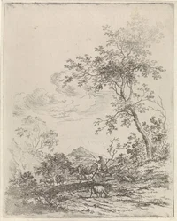 Berglandskap med boskap