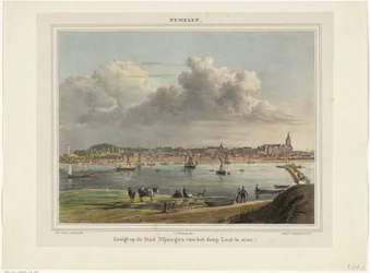 Utsikt över Nijmegen från fastan Utsikt över staden Nijmegen från byn Lent att se (titel på objekt) Nymegen. (titel på objekt)