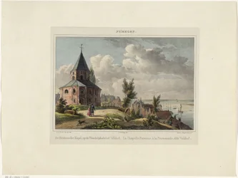 Sint-Nicolaas kapell i Nijmegen Den Hedensche Kapel, på Valkhof promenadplats. La Chapelle Payenne, à la Promenade, denna Valkhof (titel på objekt) Nymegen. (serietitel på objekt)