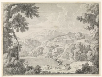 Actaeon förvandlas till ett rådjur av den badande Diana Landskap efter Gaspar Poussin (serietitel)