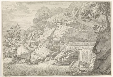 Utsikt över det stora vattenfallet i Chartreuse Landskap i Chartreuzerbergen (serietitel)