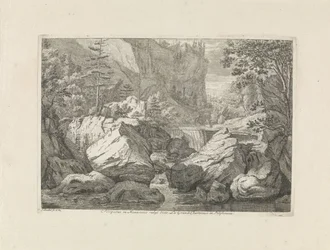 Utsikt över ett vattenfall Prospekt i Monasterio vulgo dicto La Grande Chartreuse i Delphinatu (titel på objektet) Landskap i Chartreuzerbergen (serietitel)