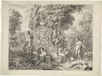 Landskap med en fontän och Diana och hennes nymfer Bibliska, mytologiska och allegoriska representationer (serietitel)