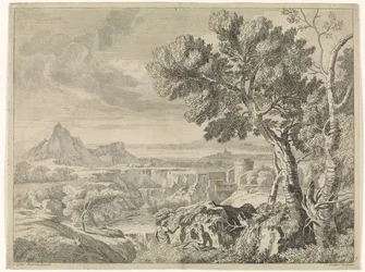 Landskap med ravin och vattenfall Landskap efter Gaspar Poussin (serietitel)