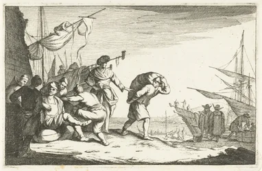 Hamn med samtalande köpmän Italienska hamnar (serietitel) Aliqui Portus (serietitel)