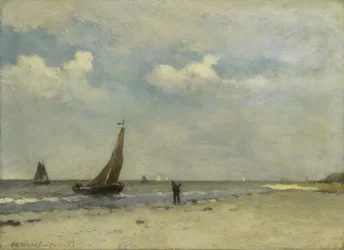 Strandscen, ca 1870-1903 (olja på pannå)
