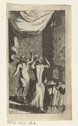 Den stolta djävulen Bokillustration för Simon de Vries, Seven Devils som styr och tjänar Hedendaeghsche Dienstmaegden, Amsterdam, 1682