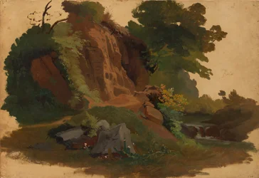 Klipphäll vid en bäck i den romerska Campagna, ca. 1835-40.