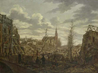 Rapenburg, Leiden, tre dagar efter explosionen av ett pulverfartyg den 12 januari 1807