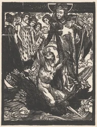 Kvinnliga figurer med man på fågelryggen