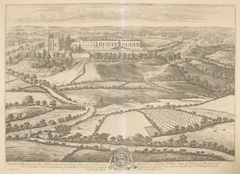 The Castle of Bolsover i Darbyshire: en av sätena för den ädlaste och mäktigaste prins John Holles hertig av Newcastle, markis och earle av Clare, Baron Haughton, Lord Lt. av ye County of Nottingham och av ye Town and County of ye Town från Nottingham an