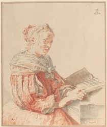 Ung flicka vid tangentbordet, 1767.