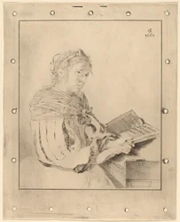 Ung flicka vid tangentbordet, 1767.