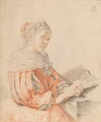 Ung flicka vid tangentbordet, 1767.