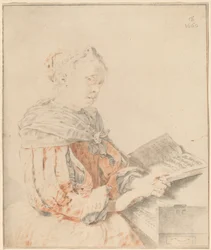 Ung flicka vid tangentbordet, 1767.