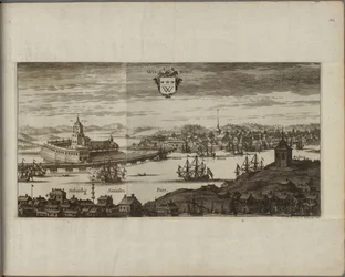 Vue de Vyborg (Ryssland) - Utsikt över Vyborg, av Aveelen, Johannes van den (1655-1727). Kopparstick, Mellan 1667 och 1700. Nationalmuseum Stockholm