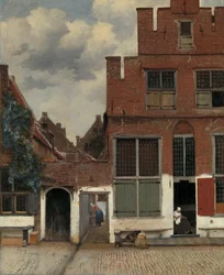 Utsikt över hus i Delft, känd som Lilla gatan