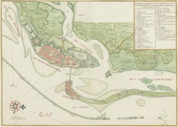 Akvarellkarta över staden Recife (Brasilien) på 1600-talet