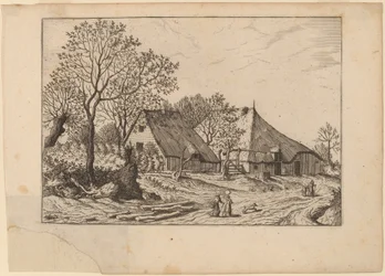 Gård med skjul och dragbrunn