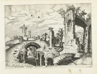 Utsikt över ruinerna på Palatine Hill Romerska ruiner, 1561 (serietitel)