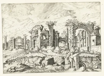Fjärde vy av ruiner på Palatine Hill Romerska ruiner, 1561 (serietitel)