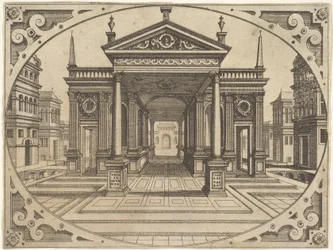 Tallrik från Scenographiae..., ca. 1560.