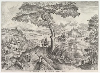 Soldiers at Rest Milites requiescentes from The Large Landscapes, ca. 1555-56.