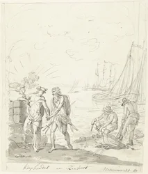 Handel och sjöfart, dekoration på Nieuwmarkt, 1795 Handel och frakt (titel på objekt)