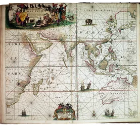 Ett sjökort inbundet i Van Keulens "Great and Newly Enlarged Sea Atlas