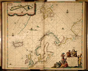 Karta över norra Europa (handfärgad gravyr)