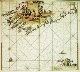 New pascaert, van de suyt syde van Yrlandt beginnende van Blasques tot ande Hoeck van Waterfoort. Ett sjökort inbundet i van Keulens "Great and Newly Enlarged Sea Atlas" eller Waterworld