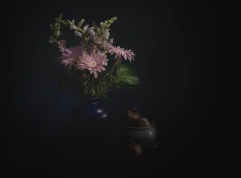 Mörkt blomsterstilleben