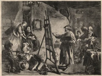 THE STUDIO OF REMBRANDT - gravyr efter målning av J. Gilbert - l