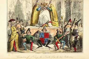 Kröningen av kung Henrik IV av England med en enorm krona