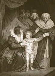 Duke of York, bror till Edward V, avskedad av drottningen, graverad av J. Fittler, illustration från David Humes 
