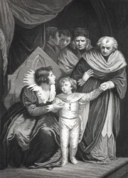 Elizabeth Woodville överlämnar sin son (litho)